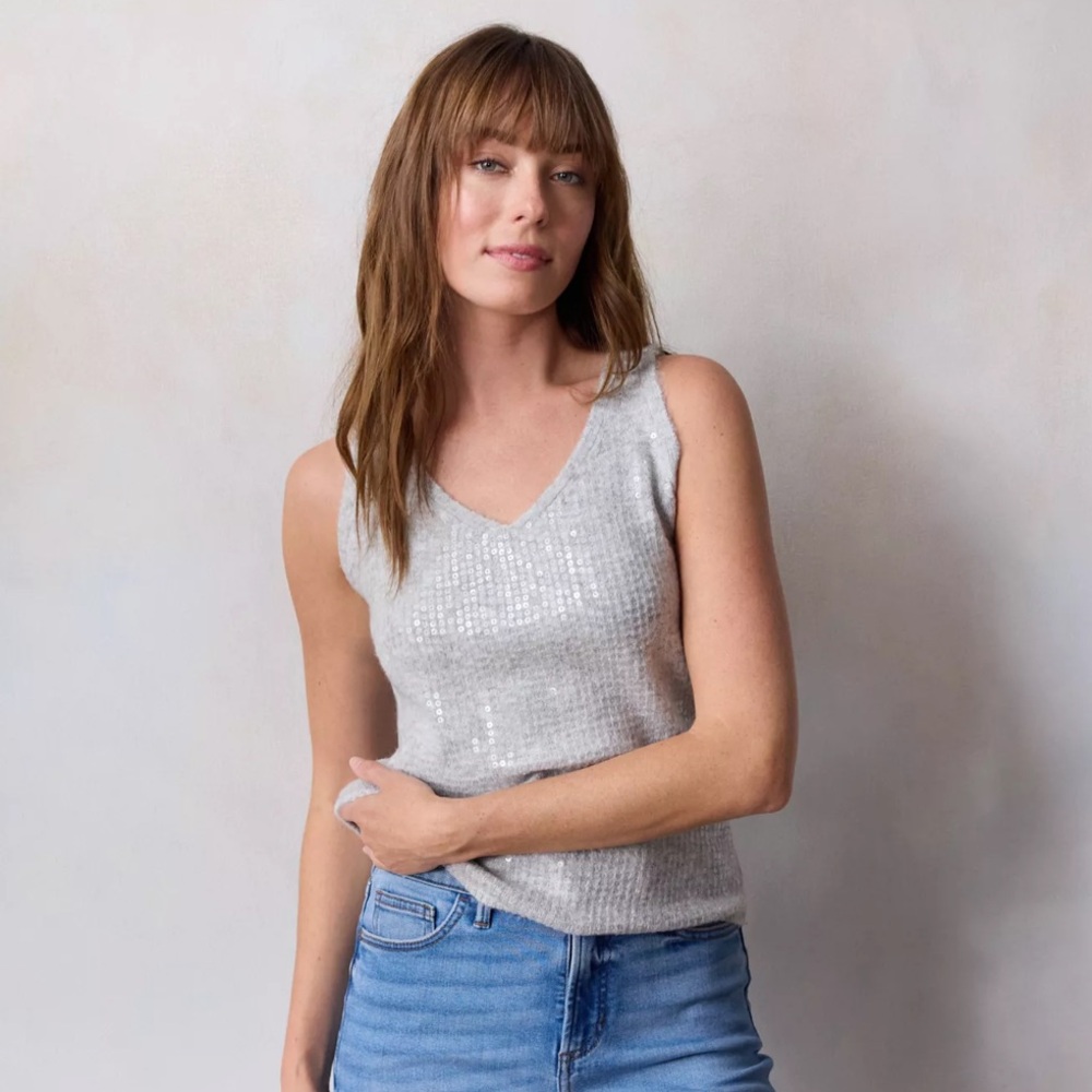 NEW | LC Lauren Conrad | Knitted Sequin Tank
